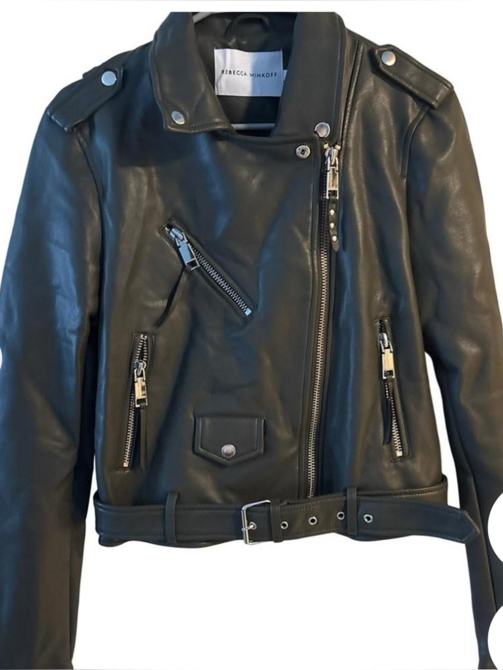 Rebecca Minkoff Black Leather Asymmetrical Moto Jacket